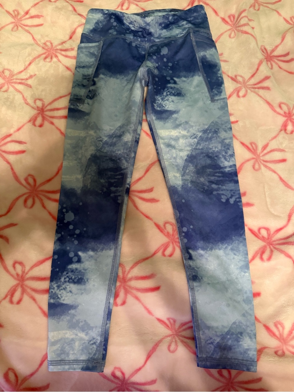 Athletic Works Blue Tie-Dye Girls' Active Leggings